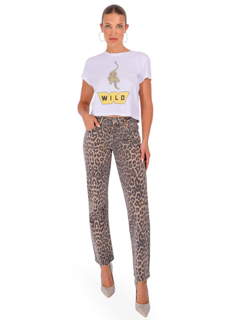 RE/DONE Mid Rise Blondie Crop in Leopard Full Outfit 