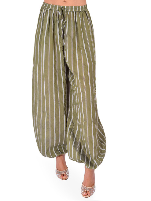 CINQ À SEPT Sullivan Stripe Verne Pant in Green Front View 