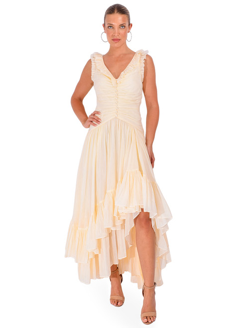 CINQ À SEPT Rosalba Ruffle Dress in Gardenia Front View 1