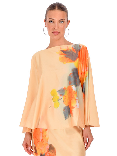 CINQ À SEPT Watercolor Floral Carole Top in Yellow Front View 