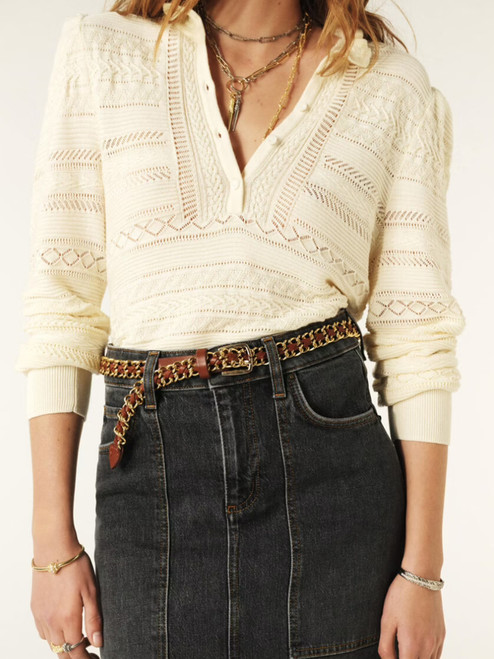 BA&SH Brooke Belt in Camel on Model