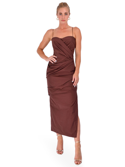 PARIS GEORGIA Charli Dress in Mocha Front View 2