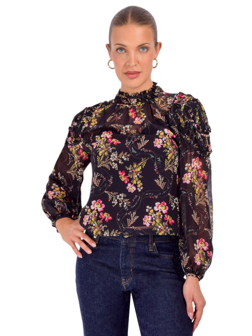 CINQ À SEPT Josette Top in Love Letter Floral Front View 