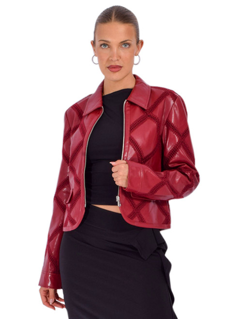 CINQ À SEPT Audree Jacket in Red Front View 