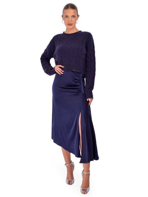 RE/DONE Rowe Cashmere Pullover in Navy Full Outfit 