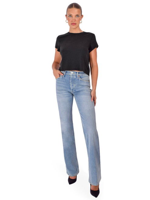 RE/DONE 70's Bootcut Jean in Opal Indigo Full Outfit 