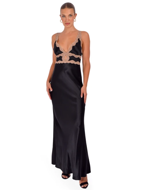 Cami NYC Wendice Gown in Black Front View 2