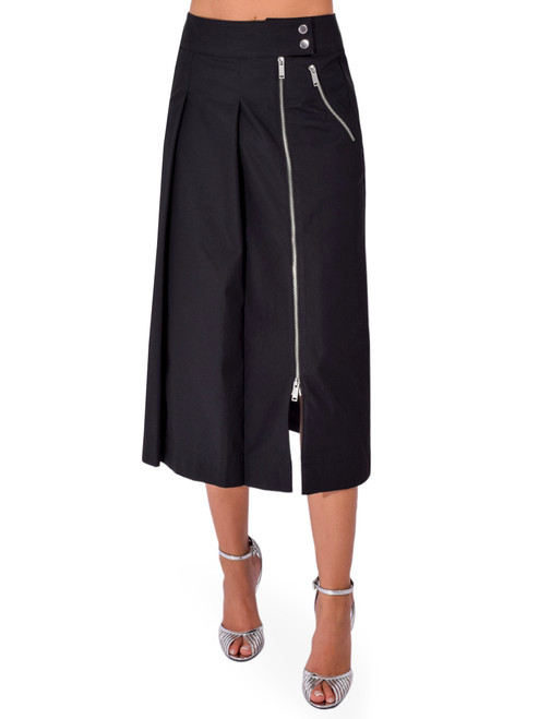 3.1 PHILLIP LIM Pleated Midi Skirt in Black Front View 