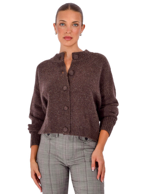 FRAME The Fleck Cardigan in Brown Front View 