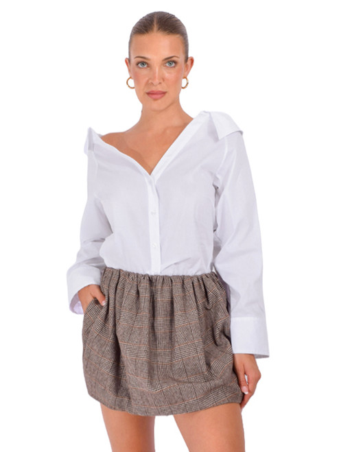 CAROLINE CONSTAS Persephone Blouse in White Front View 
