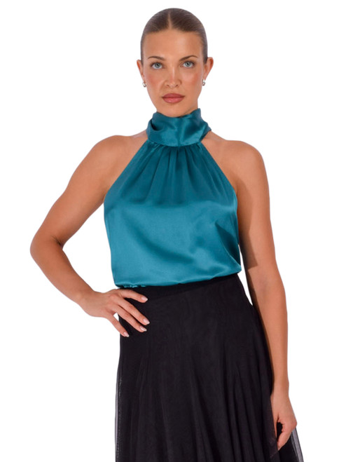 RETROFÊTE Martina Top in Sarcelle Blue Front View 