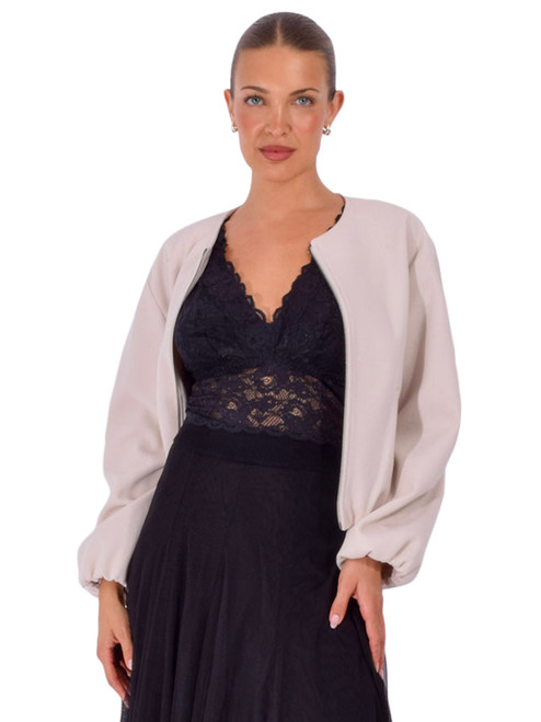DREW Violette Jacket in Ivory Front View 