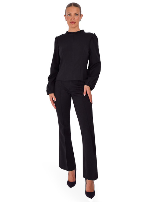 DREW Adlynn Ruffle Trim Top in Black Full Outfit 