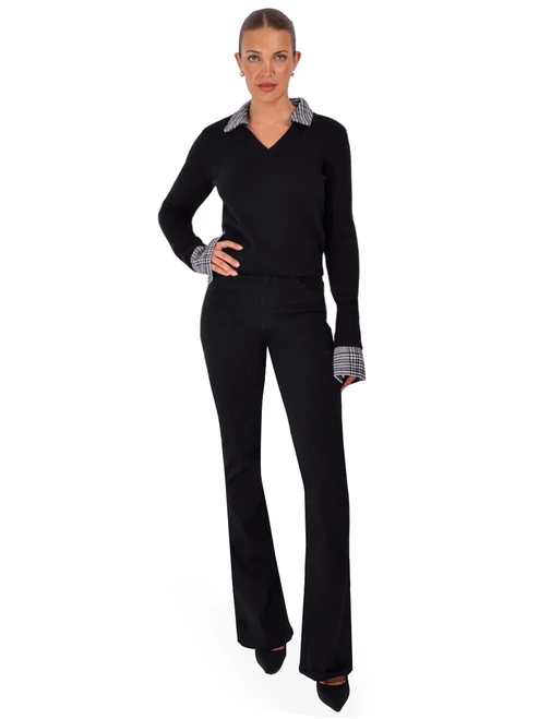 SER.O.YA Maia Sweater in Black Full Outfit 