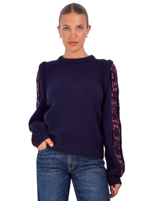 BA&SH Elda Jumper in Blue Multi Front View 