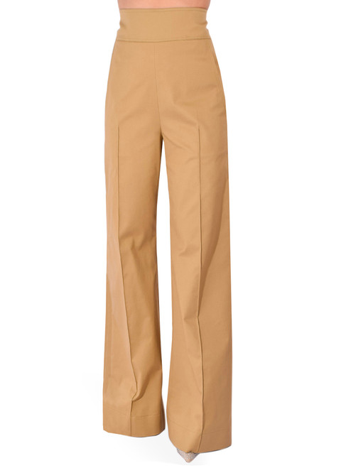 BY LOUIS INC. High Waist Pant in Khaki Front View 