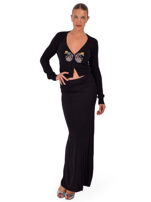 LE SUPERBE Crescent Moon Pismo Cardigan in Black Full Outfit 