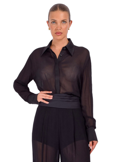 SANS FAFF Palazzo Shirting in Black Front View 