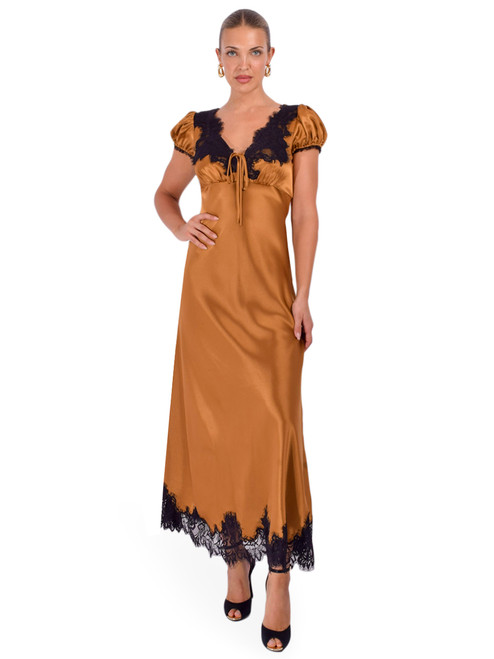 CINQ À SEPT Sienne Dress in Bronze Front View 