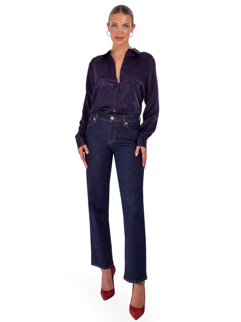 L'AGENCE Tyler Silk Blouse in Midnight Polka Dot Blouse Full Outfit
