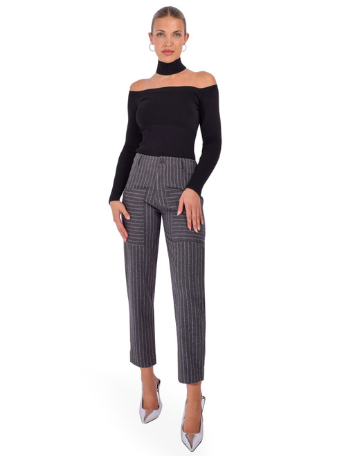 PHARAOH Ezra Pant in Gray Pinstripe Full Outfit  