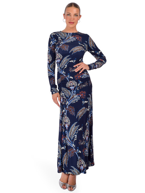 CARA CARA Piermond Dress in Mod Paisley Navy Front View 2
