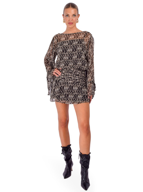 STAUD Beatrix Dress in Porcupine Quill Front View 2