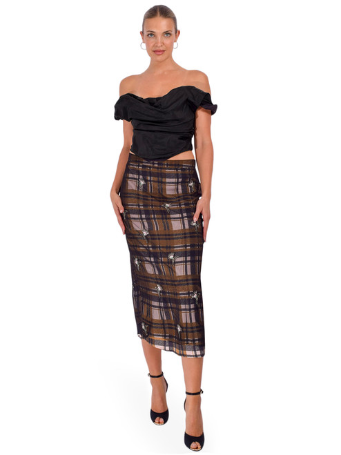 STAUD Olivia Silk Top in Black Full Outfit