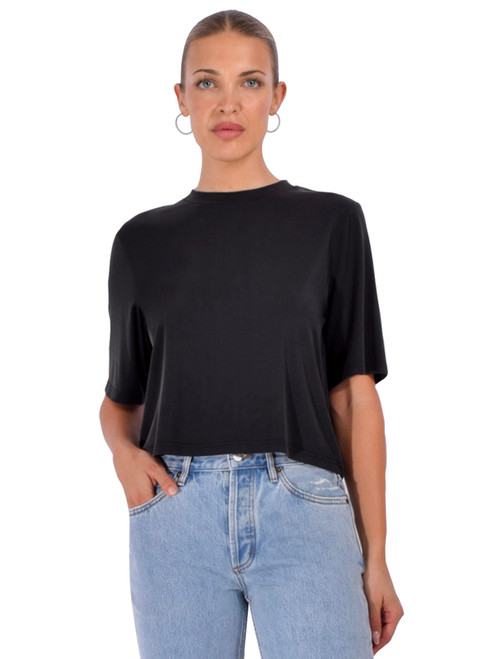 DEREK LAM Fran Boxy Tee in Black Front View 