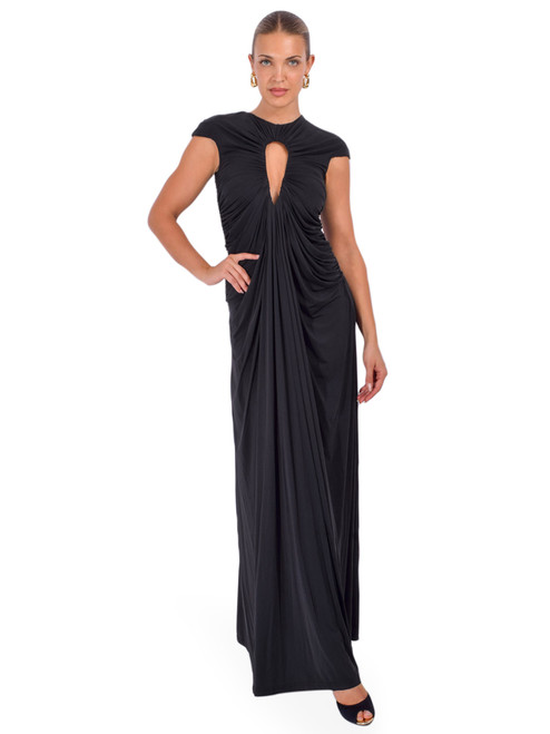 DELFI Astrid Dress in Black Front View 2
