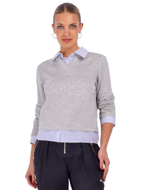 DREW Biana Top in Gray Front View 