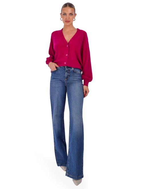 CISSA Slouch Wrap Cardigan in Fuchsia Full Outfit 