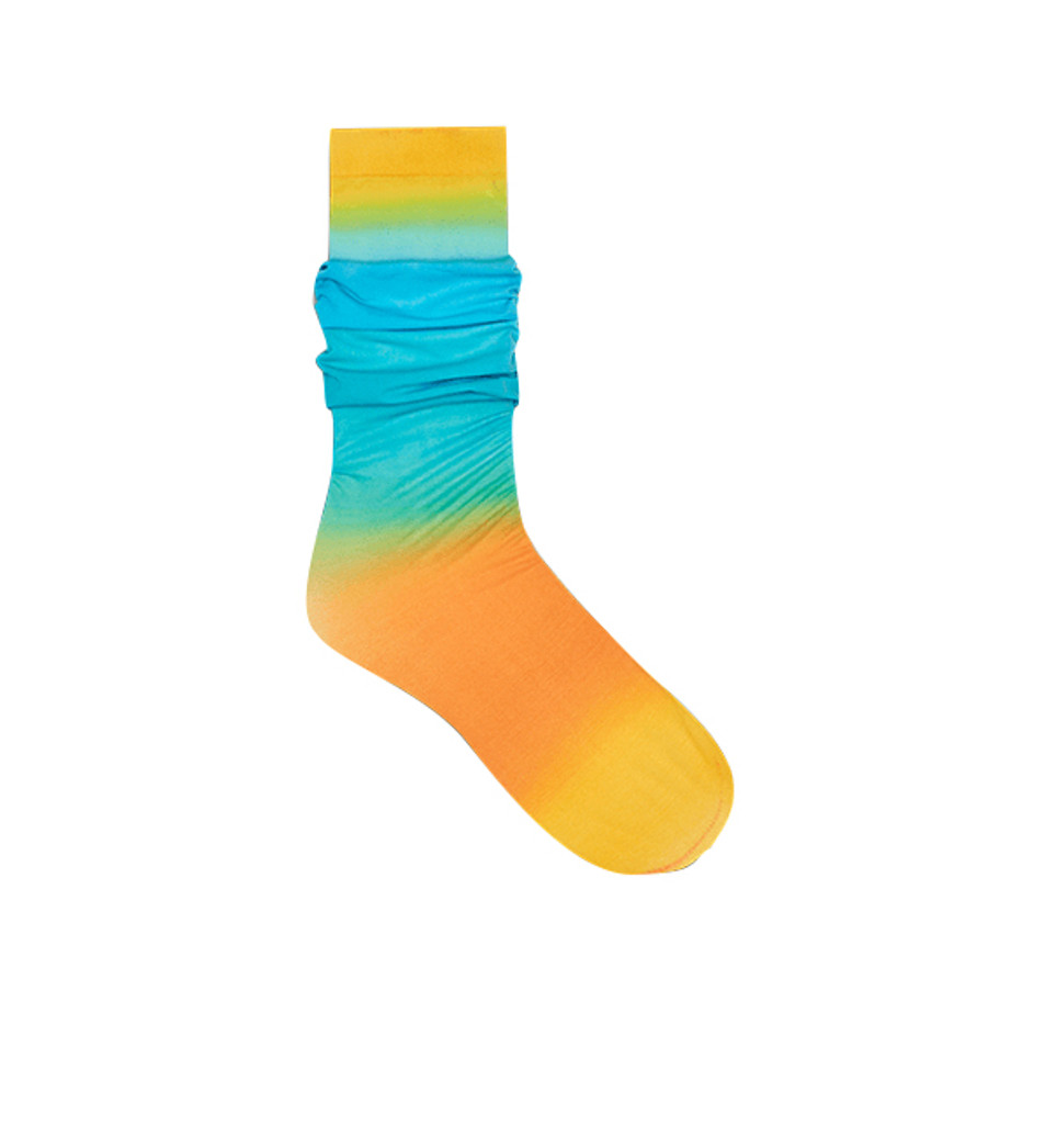 Happy Socks "Hysteria" Mia Print Knee High Sock in Orange & Green Product Shot 