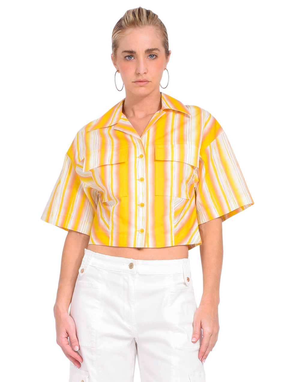 3.1 Phillip Lim Joyful Tulips Cropped Shirt Jacket in Midnight Multi