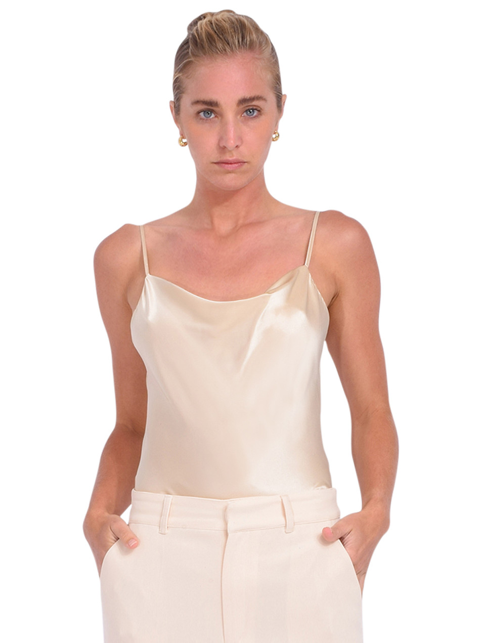 Otto D'ame Sheer Lace Cami in White