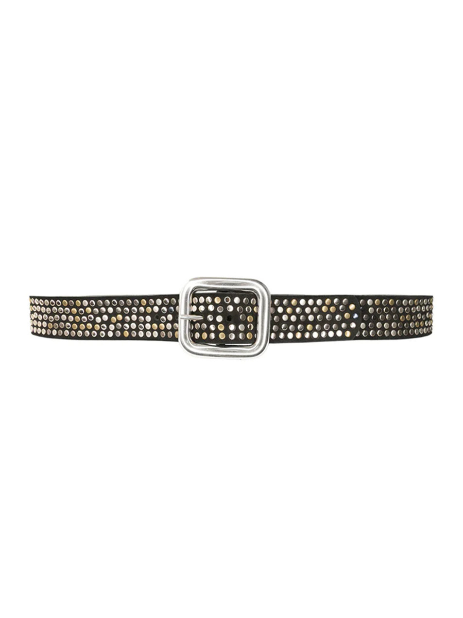 STREETS AHEAD Mixed Metal Studded Belt in Black Front View
