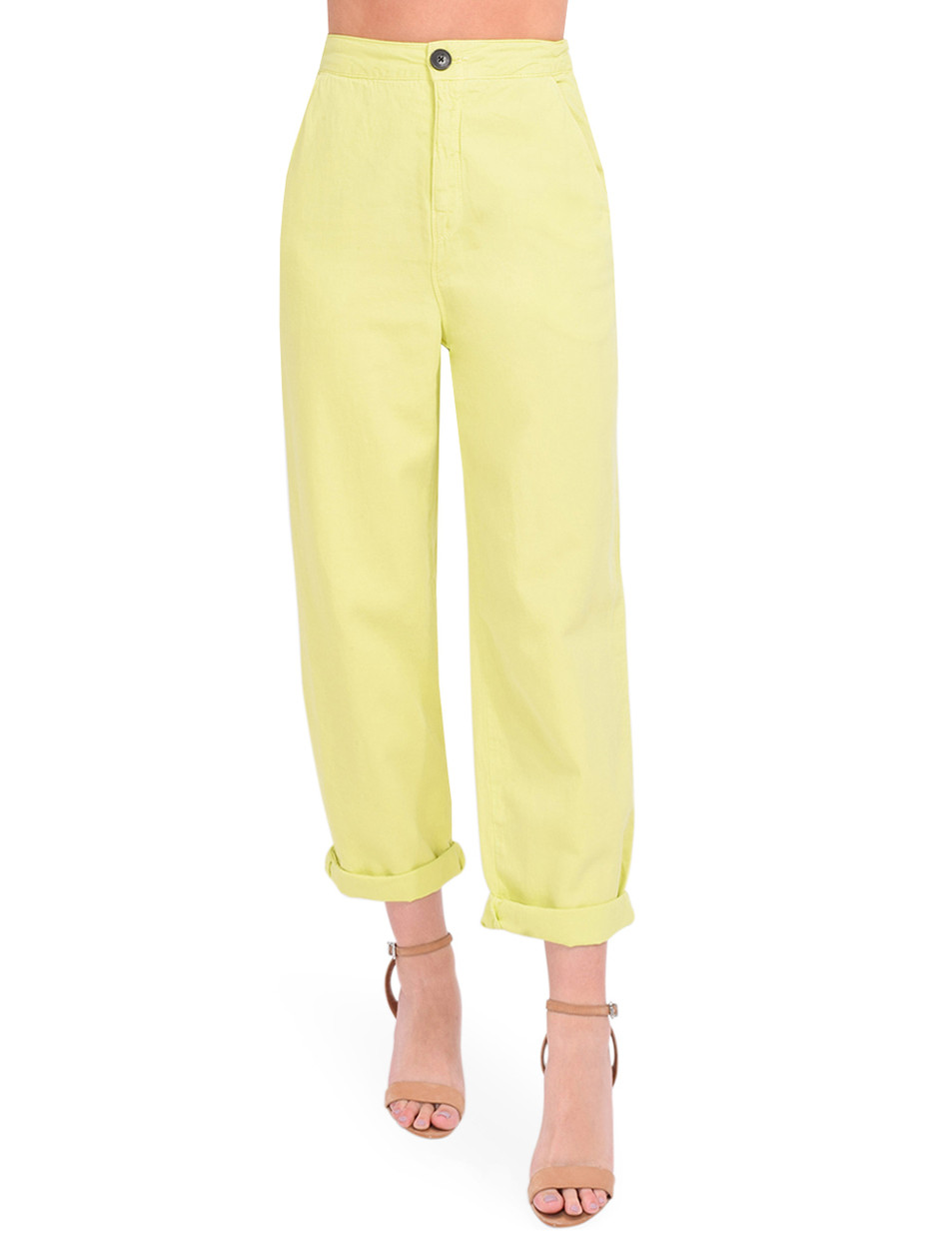 Elastic waist trousers, multi-pockets: two side pockets on legs Yellow