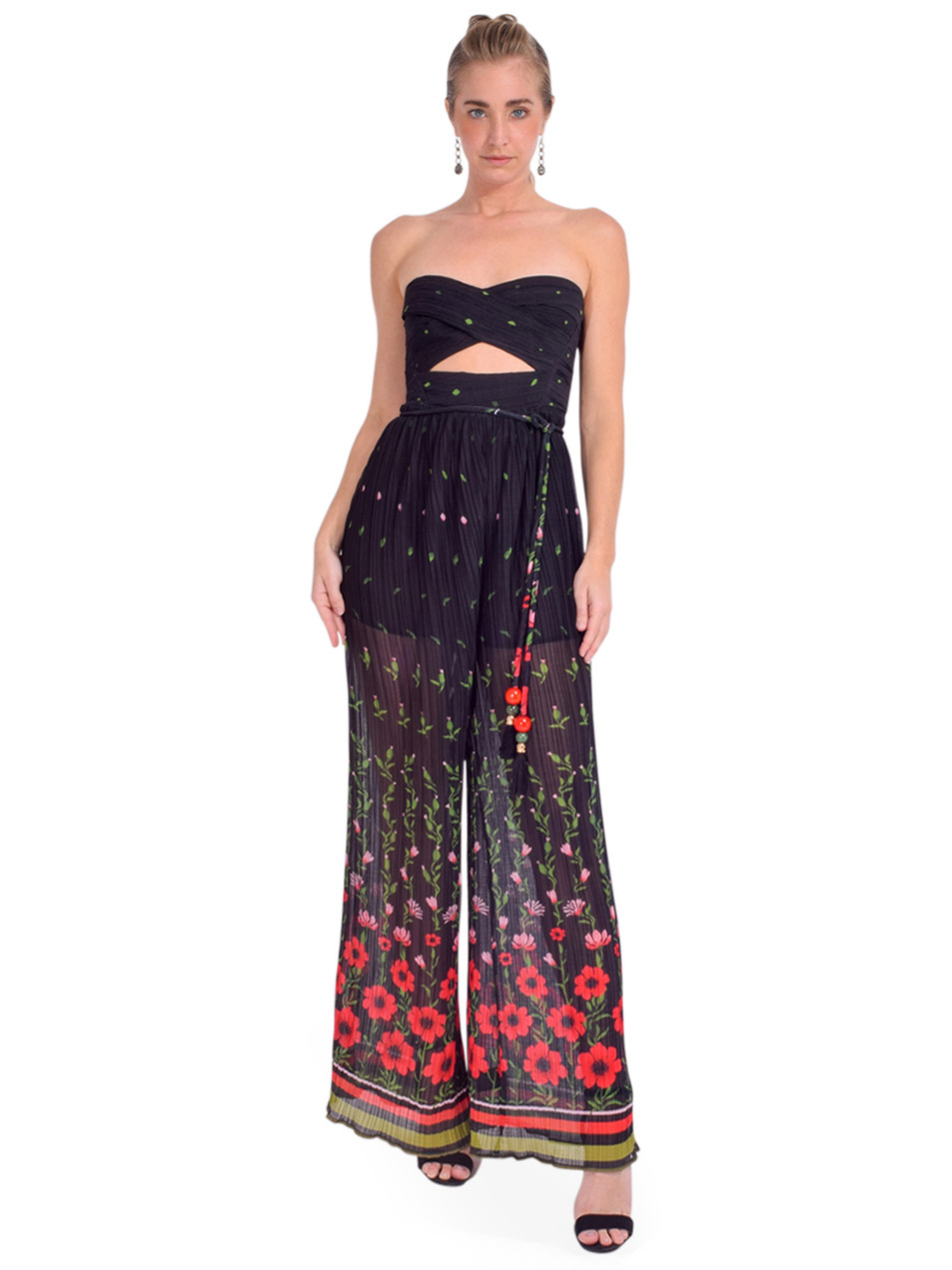 Alice & Olivia Alondra Strapless Asymmetric Jumpsuit in Black Alice & Olivia Alondra Strapless Asymmetric Jumpsuit in Black