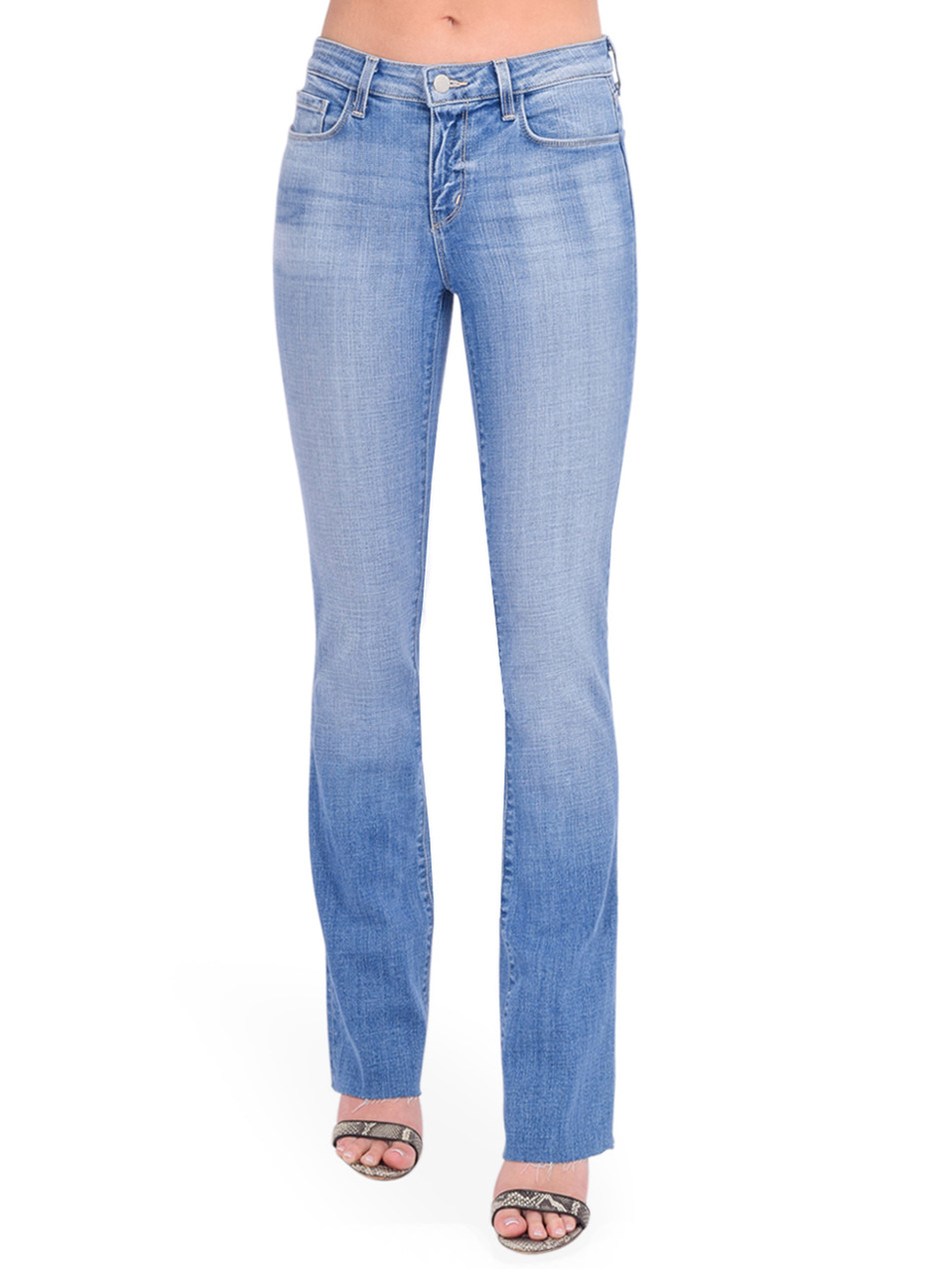 L'AGENCE Sneeki Low Rise Straight Leg Sneaker Jean in Colorado Blue Front View 