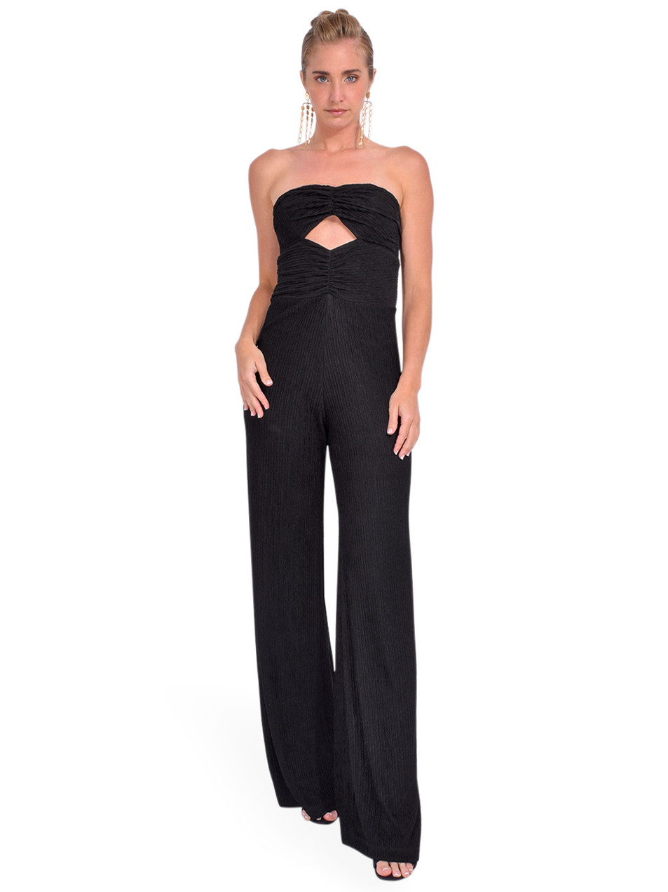 シック☆【alice+olivia】Alondra ストラップレスジャンプスーツ Alice & Olivia Alondra Strapless Asymmetric Jumpsuit in Black
