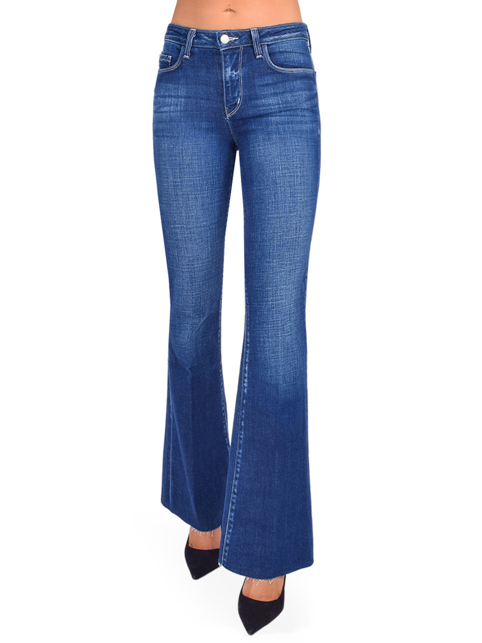 L'AGENCE Sera High Rise Sneaker Flare in Dark Graphite