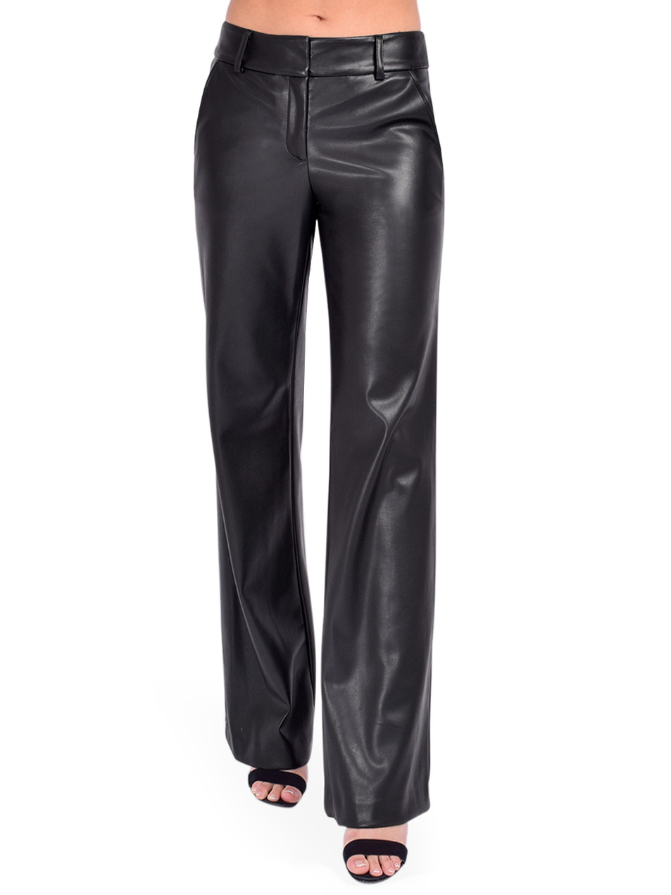 DREW Juliette Vegan Leather Pant in Black Front View 