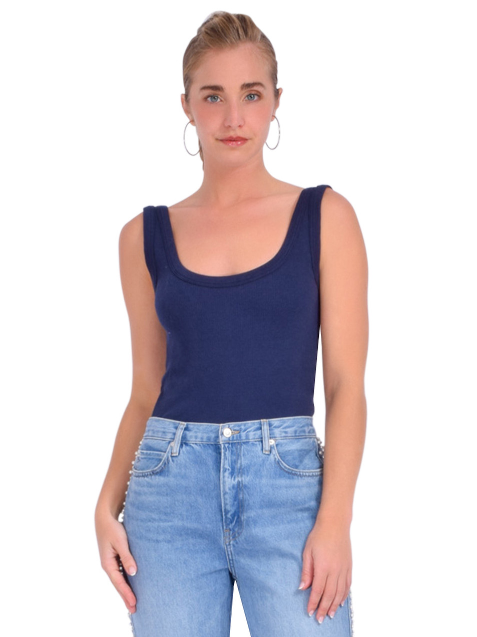 Sold Out NYC The Scoop It Up Tank in Navy Front View 