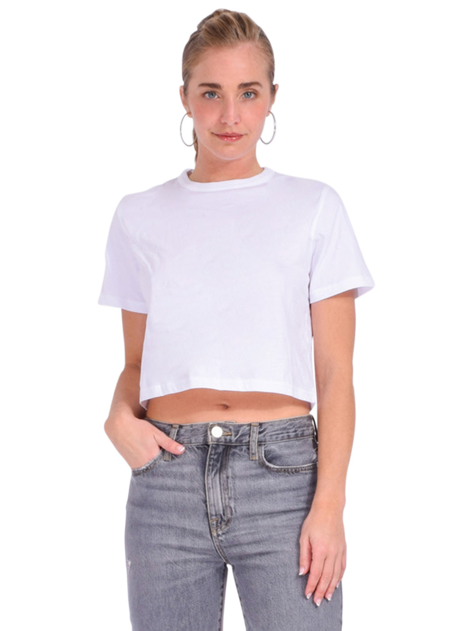 Sold Out NYC The Cropped Perfect Tee In White Front View 