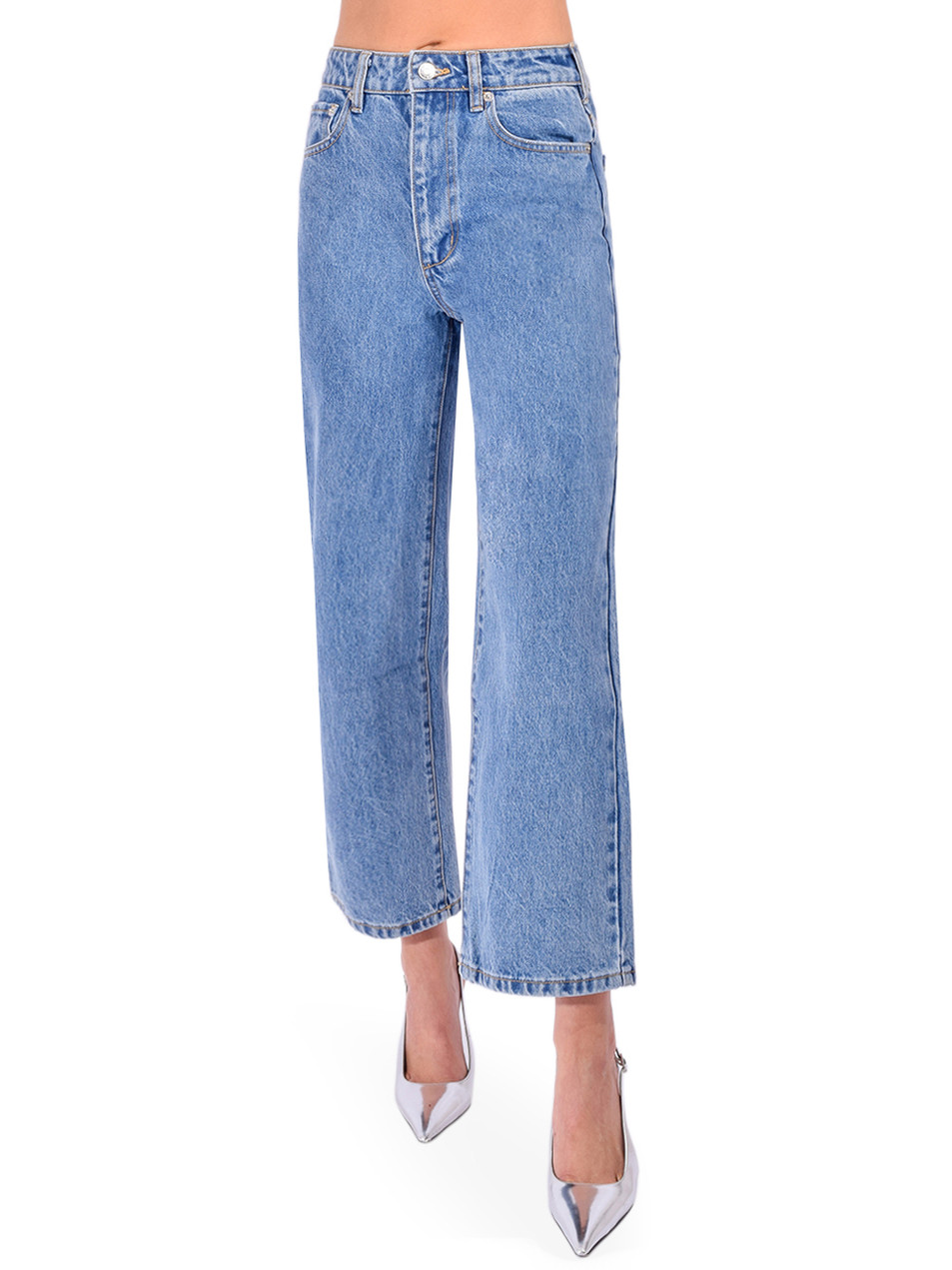 SER.O.YA Kirt Wide Leg Cropped Jean in Lakeside Front View 