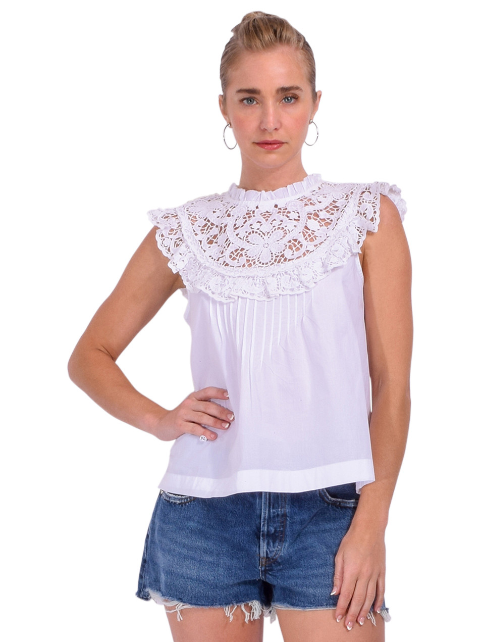 LOVE THE LABEL Alma Top in White Front View 
