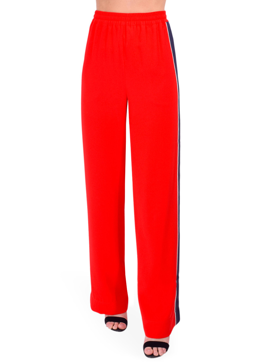 ESSENTIEL ANTWERP Hazelnut Track Pants in Red Front View 