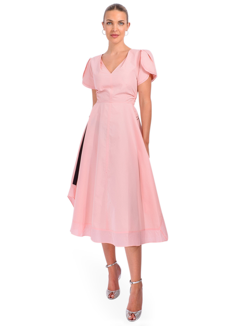 3.1 Phillip Lim Tulip Sleeve V-Neck Dress in Petal Front View 1