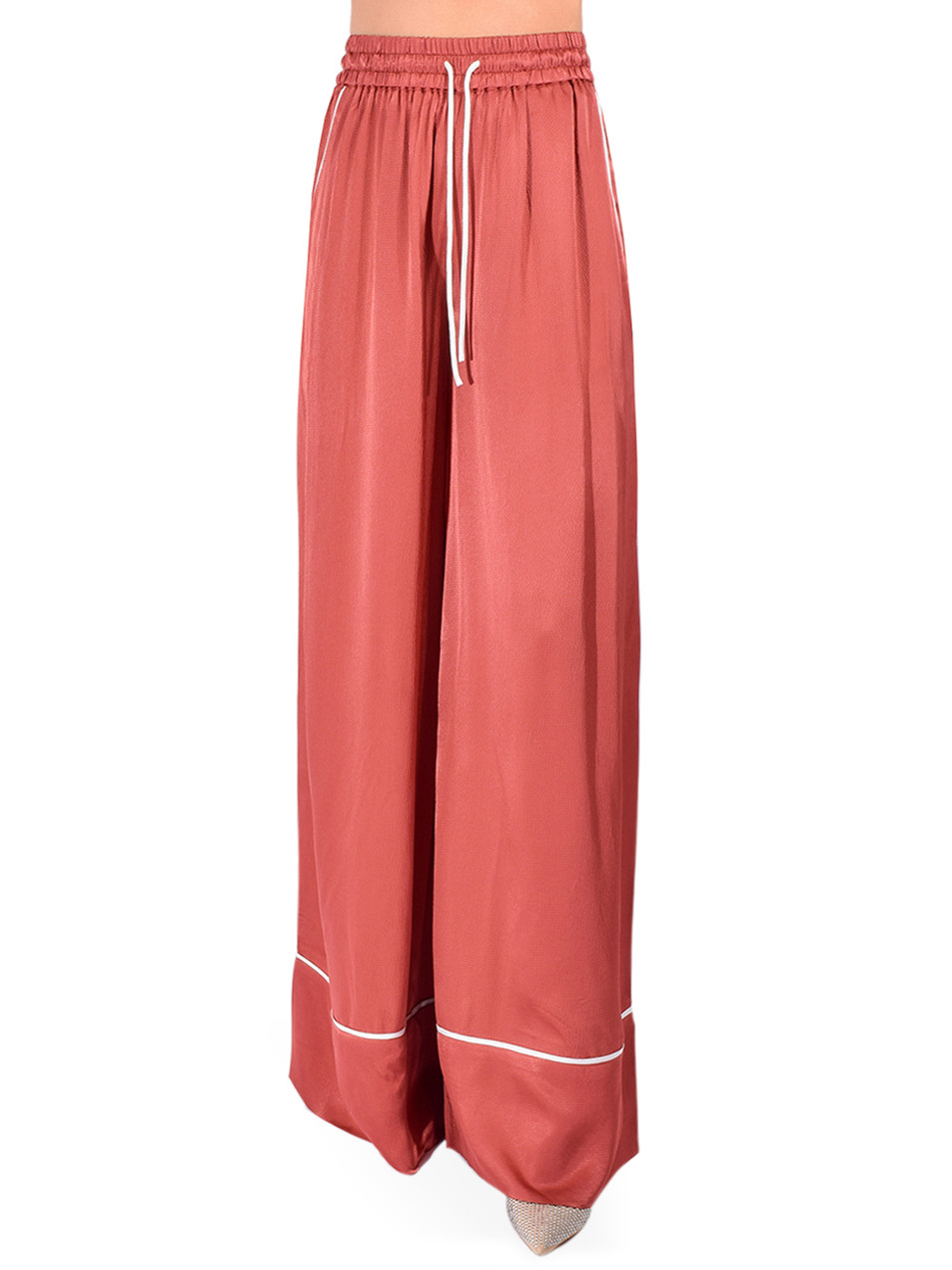 ESSENTIEL ANTWERP Hontgomery Wide-Leg Pants in Rust Red Front View 