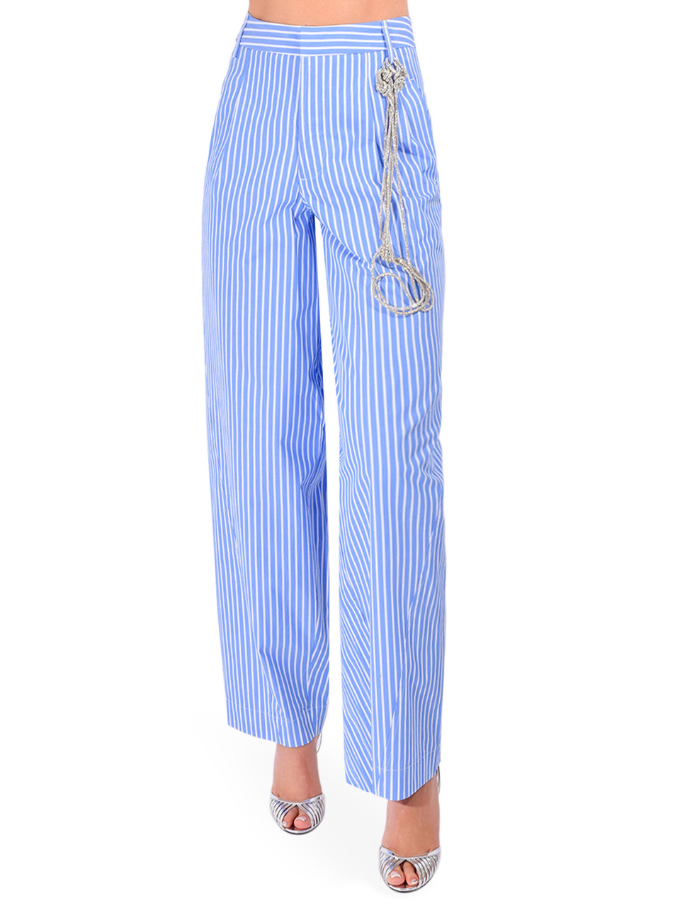 ESSENTIEL ANTWERP Hoek Striped Pants in Lake Blue Front View